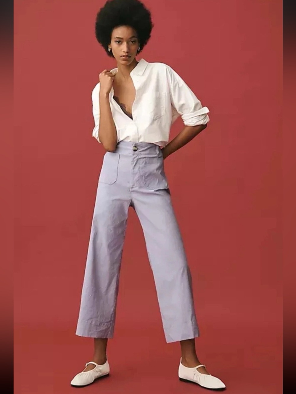 Anthropologie Collette lavender cropped wide leg pants